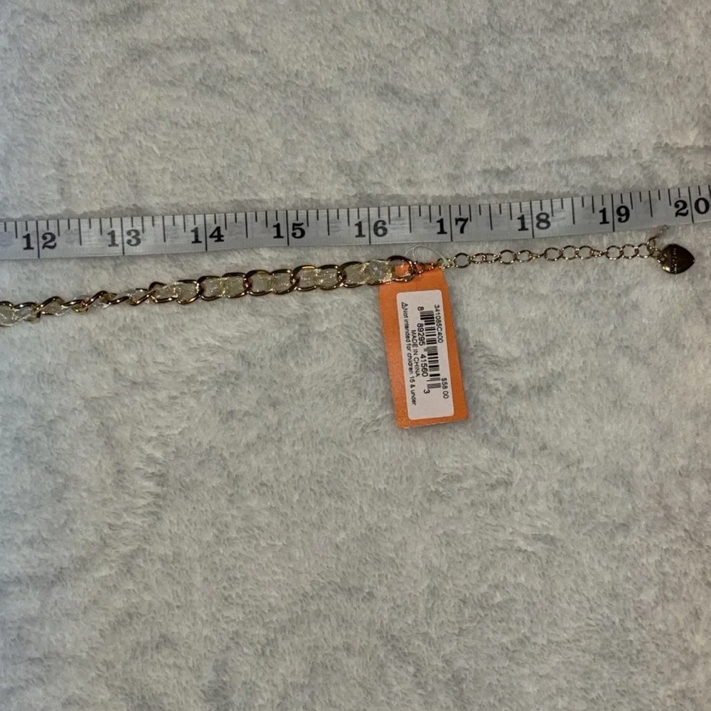 NWT Betsey Johnson white & blue sugar skull necklace.